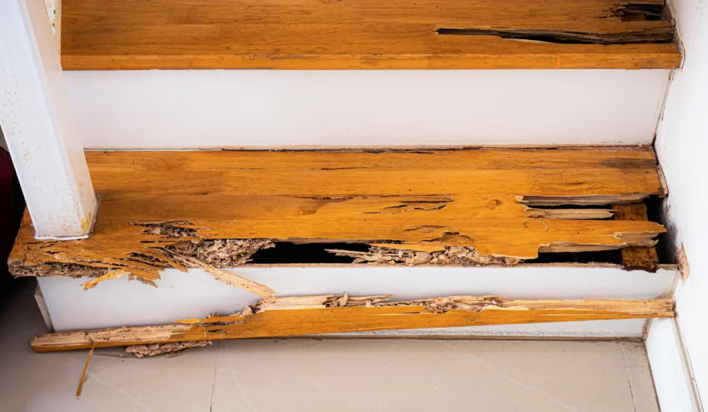 home stair damaged by termites